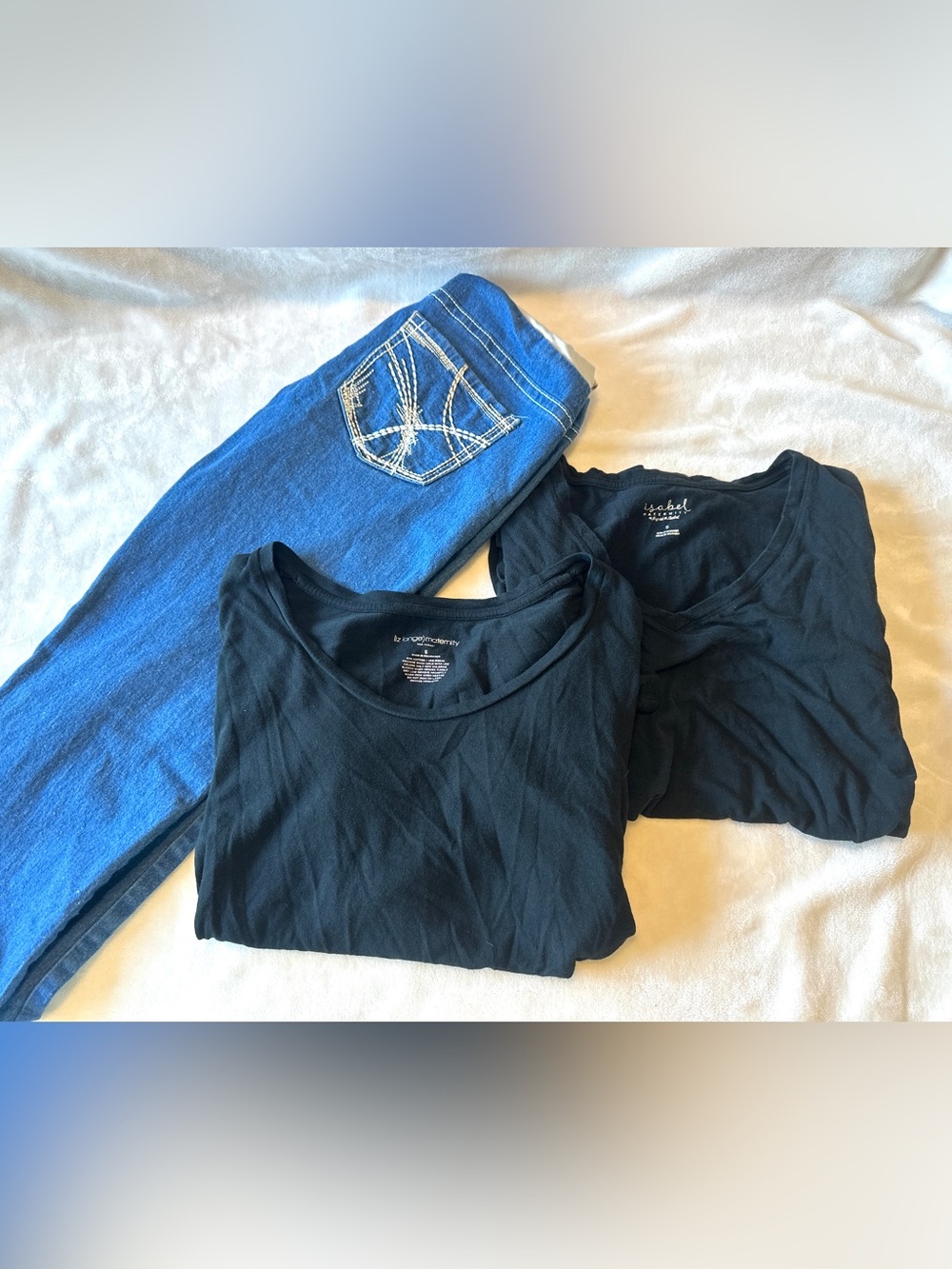 Maternity Lot- Denim Capris-black t-shirt- black long sleeve
